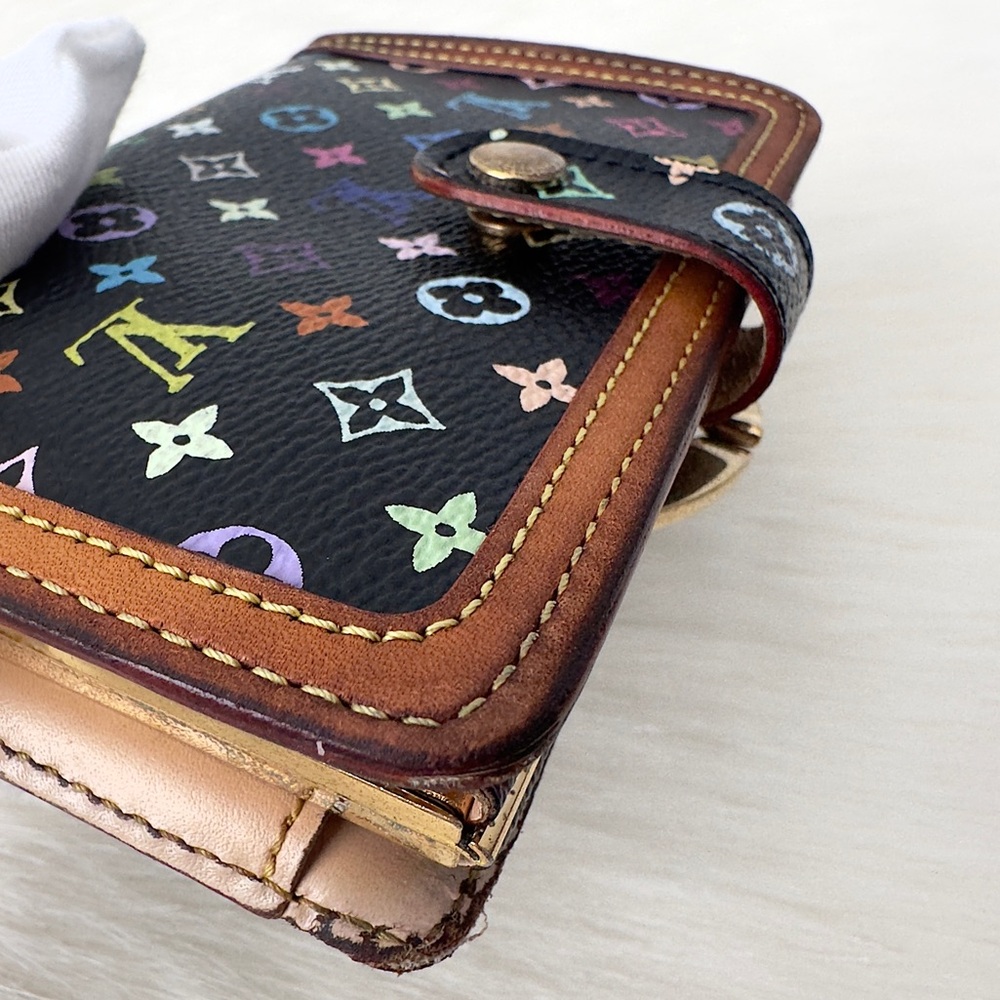 ✨LOUIS VUITTON Black Multicolor Viennois Portefeuille French Purse Wallet M92988 - Picture 11 of 16